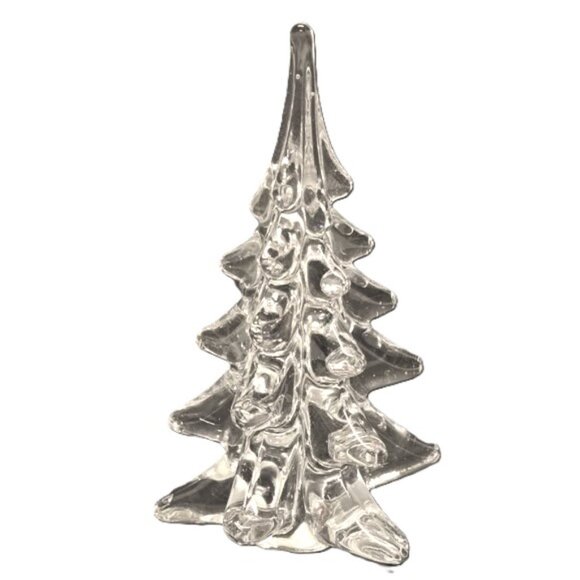 Vintage Other - Vintage Crystal Christmas Tree Clear Art Glass Holiday Figurine 6 inches